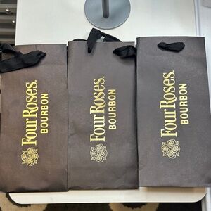 Four Roses Bourbon Branded Gift Bags - Brown & Gold (Set of 3)